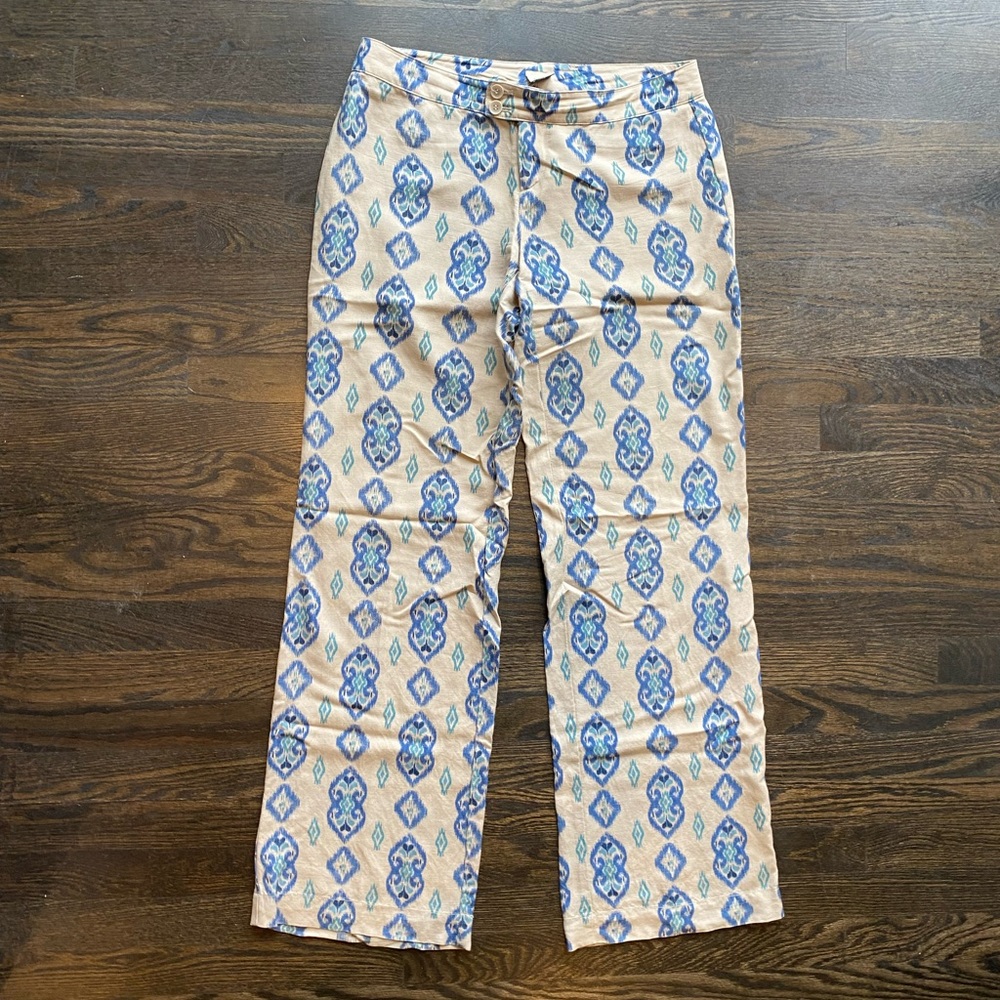 Ecru Patterned Linen Pant - image 1